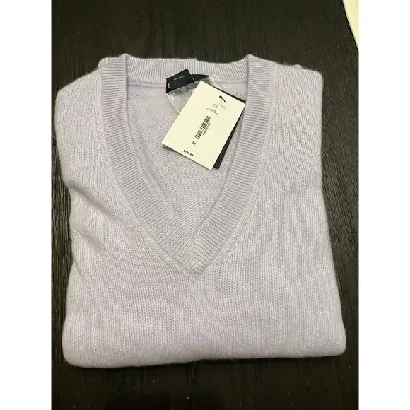 100% Cashmere NEW Bloomingdales Blue V-Neck Sz Med Sweater - Picture 8 of 9